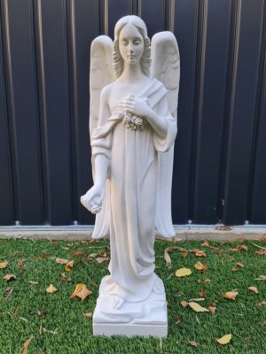 Stature vierge marbre blanc pour cimetière 01